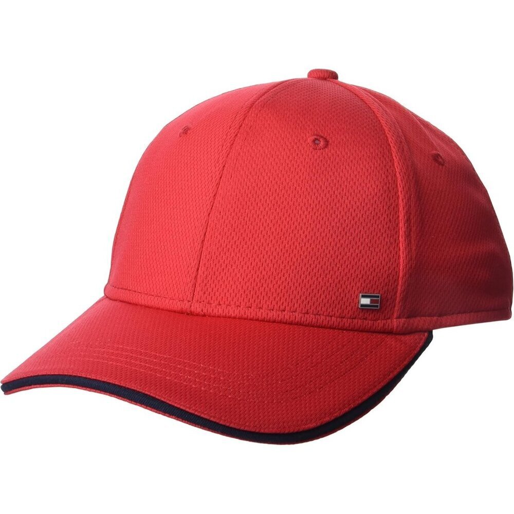 Tommy Hilfiger Men's Apple Red Cotton Billy Adjustable Flap Baseball Cap